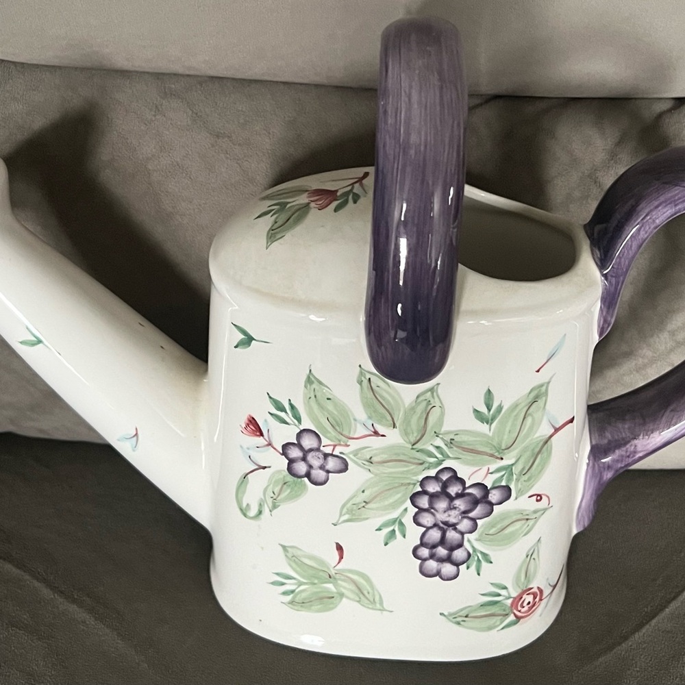 Pfalzgraff Floral Watering Can with Purple Accents